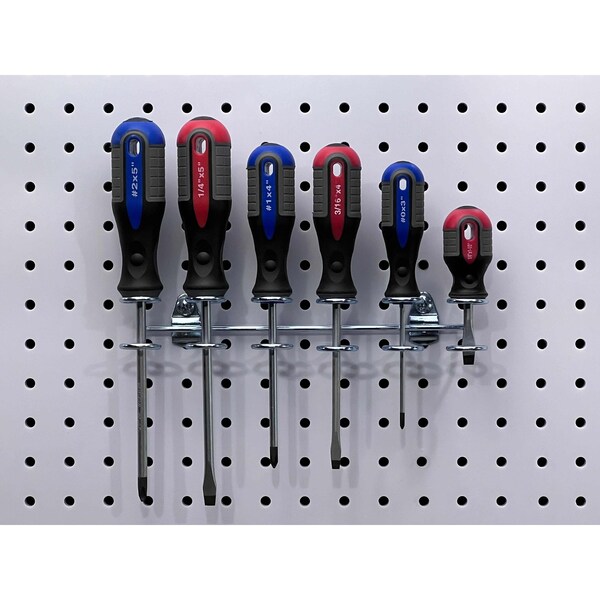 9 In. W Steel Multi-Ring Tool Holder For 1/8 In. And 1/4 In. Pegboard 1 Pack